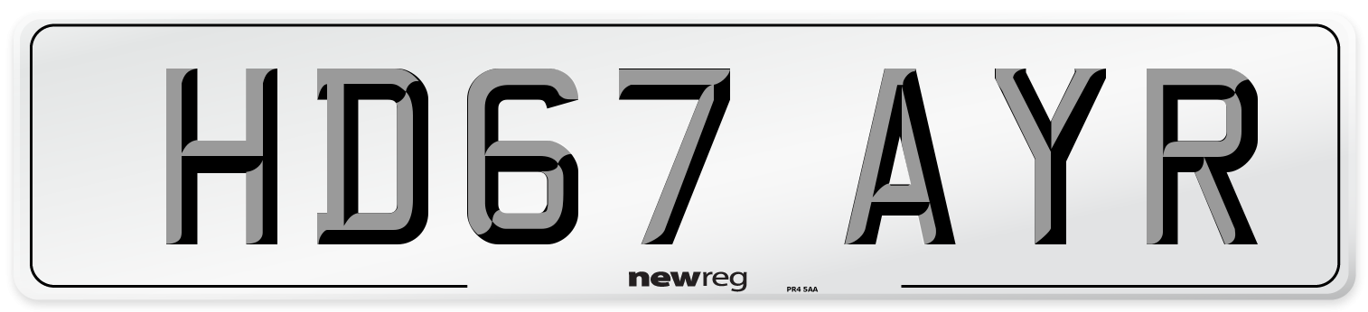HD67 AYR Number Plate from New Reg